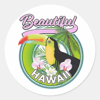 beautiful Hawaii travel logo Classic Round Sticker