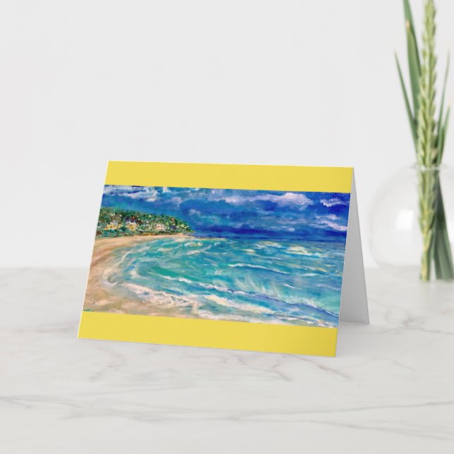 Beautiful Hawaiian beach on sturdy greeting card (Front)