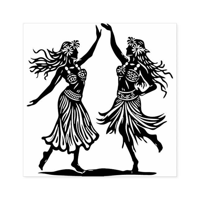 Beautiful Hawaiian Hula Dancer Rubber Stamp   (Imprint)