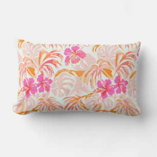 Beautiful Hawaiian pink hibiscus vintage pattern  Lumbar Pillow