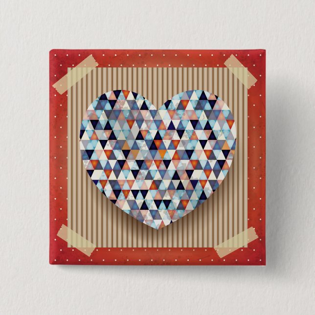 Beautiful Heart 2 Inch Square Button (Front)
