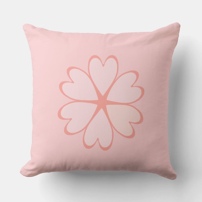 Beautiful Heart Flower on Light Pink Throw Pillow (Front)