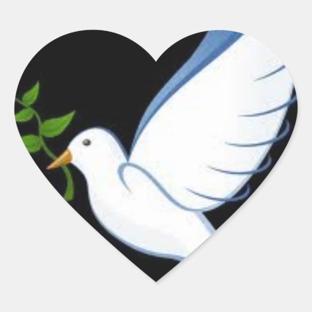 Beautiful Heart-Shaped Peace Dove Stickers (Front)