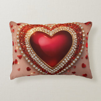 Beautiful heart with diamonds accent pillow