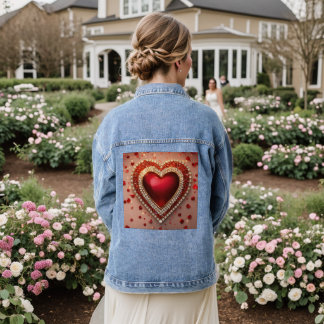 Beautiful heart with diamonds denim jacket