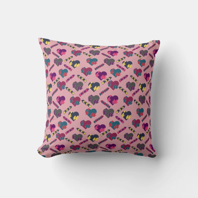 Beautiful Hearts Pattern Throw Pillow (Front)