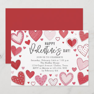 Beautiful Hearts Valentines Day Party Invitation