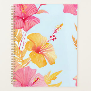 Beautiful Hibiscus Tropical Flower Watercolor Planner