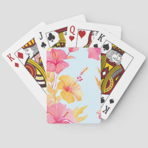 Beautiful Hibiscus   Tropical Flower Watercolor Playing Cards