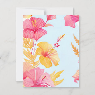 Beautiful Hibiscus   Tropical Flower Watercolor Thank You Card