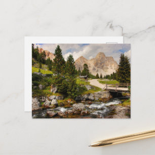 Beautiful Hiking Trail River, Trees & Mountains Postcard