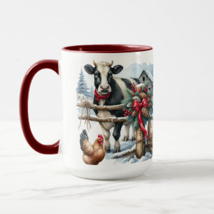 Beautiful Holiday Cow with Cardinal Personalized Mug