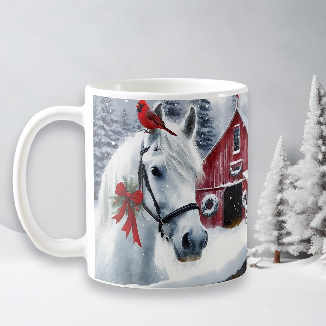 Beautiful Holiday Horse with Cardinal  Coffee Mug (Creator Uploaded)