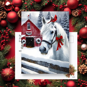 Beautiful Holiday Horse with Cardinal Personalized Postcard