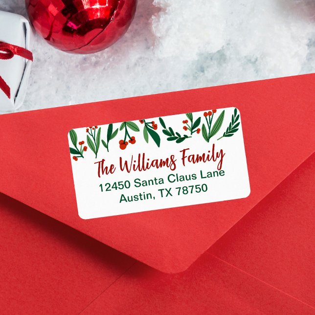 Beautiful Holly Berry Christmas Return Address Label (Creator Uploaded)