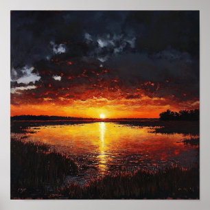 Beautiful Horizon Setting Sun Apartment Decor
