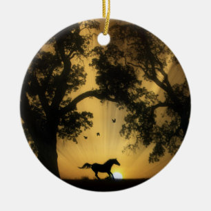 Beautiful Horse and Oak Tree Ornament