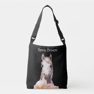 Beautiful Horse and Pink Flowers Personalized Crossbody Bag