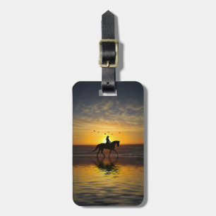Beautiful Horse and Rider on the Beach Luggage Tag