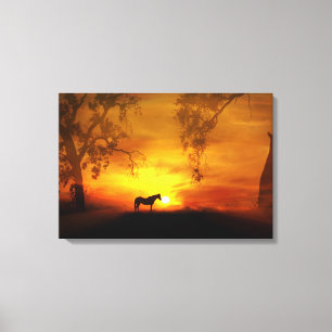 Beautiful Horse and Sunrise Canvas Print