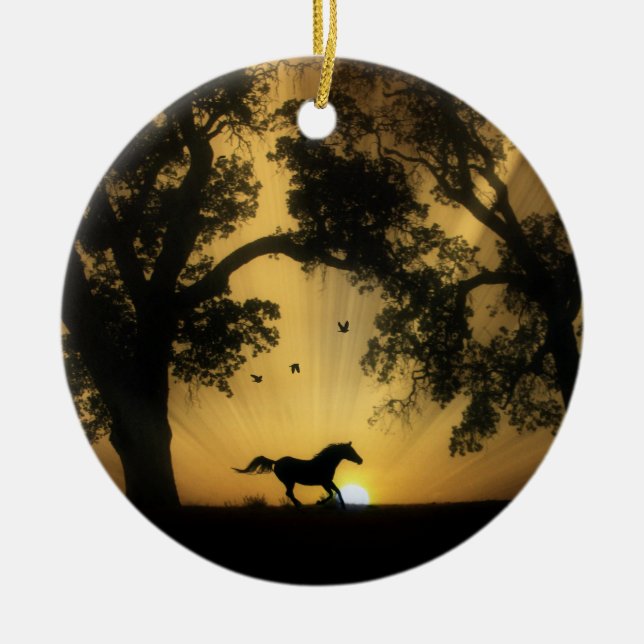 Beautiful Horse and Sunrise Ornament (Front)