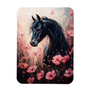 Beautiful Horse Blush Pink Wildflowers Magnet