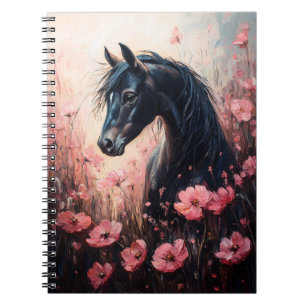 Beautiful Horse Blush Pink Wildflowers Notebook