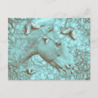 Beautiful horse & butterflies horizontal postcard