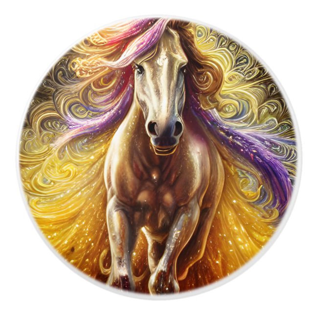 Beautiful Horse Ceramic Knob (Front)