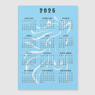 Beautiful Horse Design 2026 Calendar Magnetic Card