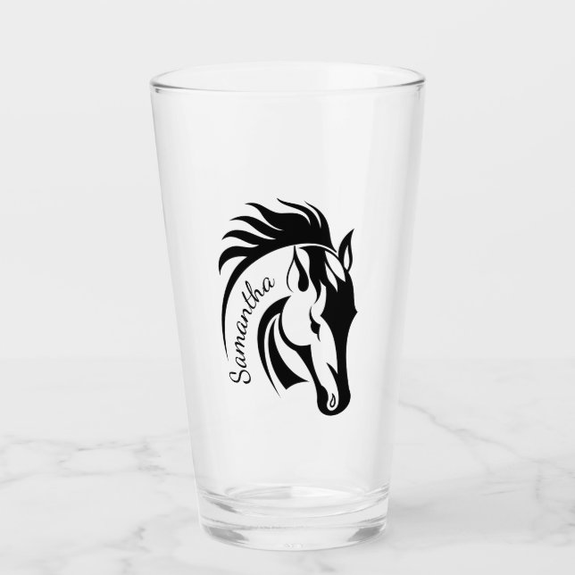 Beautiful Horse Design Drinking Glass (Front)