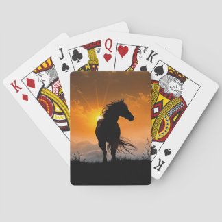 Beautiful Horse Flowing Mane and Tail Sunset Playing Cards