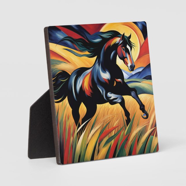 Beautiful Horse Galloping in a Wheat Field Plaque (Front)