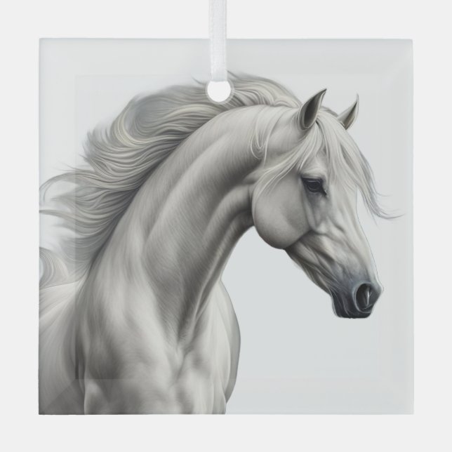 Beautiful Horse  Glass Ornament (Front)