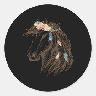 Beautiful Horse Hand Drawn  Art For Animal Lovers  Classic Round Sticker