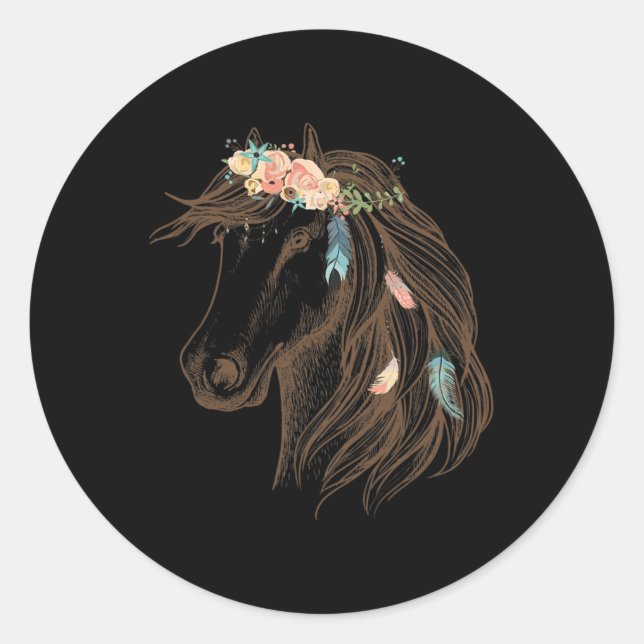 Beautiful Horse Hand Drawn  Art For Animal Lovers  Classic Round Sticker (Front)