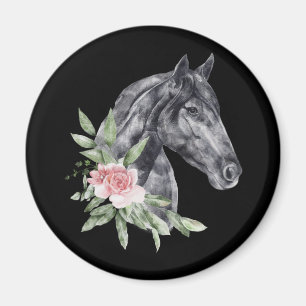 Beautiful Horse Head Portrait Watercolor Magnet