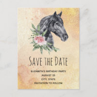 Beautiful Horse Head Watercolor Save the Date