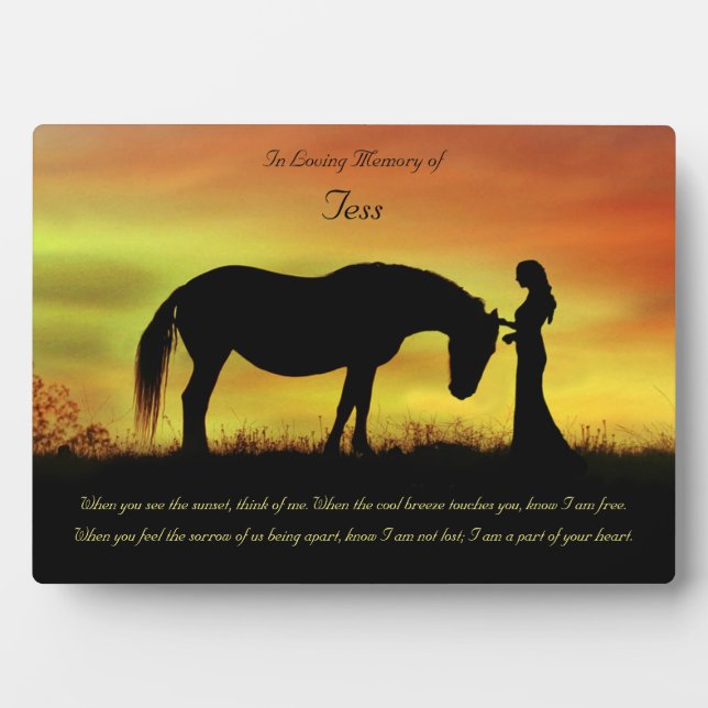 Beautiful Horse Memorial with Horse's Name Plaque (Front)