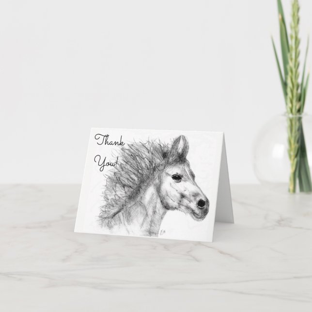 Beautiful Horse Pencil Sketch Greeting Card (Front)