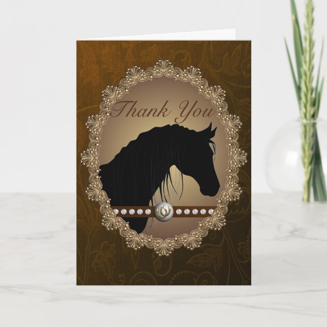 Beautiful Horse Silhouette Western Thank You Card (Front)