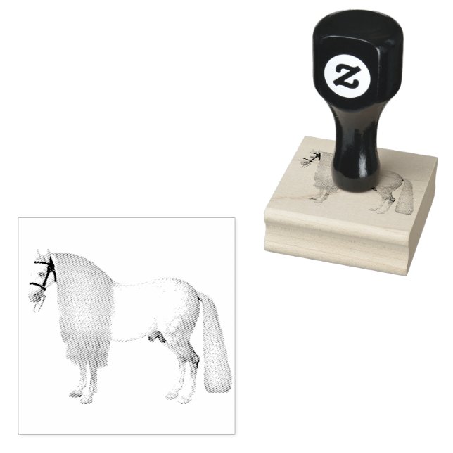 Beautiful Horse Stallion Long Mane | Rubber Stamp (Stamped)