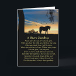 Beautiful Horse Sympathy with Spiritual Poem Card<br><div class="desc">A beautiful horse and oak tree and a poem called A Short Goodbye. This beautiful horse sympathy card, can be used for a horse or loved one. It is beautiful, a horse in a sunrise with birds and an oak tree and the poem is a metaphysical, spiritual poem meant to...</div>