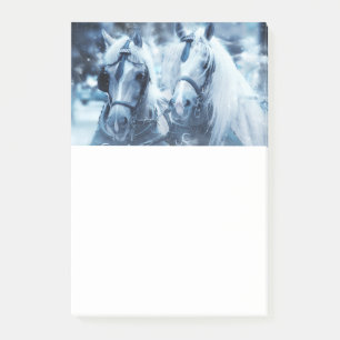 Beautiful Horse Team Winter Driving Photo Post-it Notes