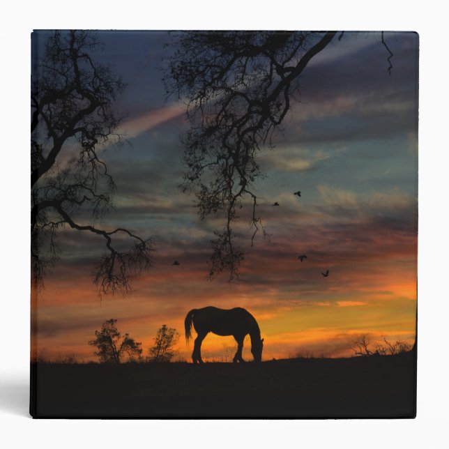 Beautiful Horse Three Ring Binder Sunset (Front)