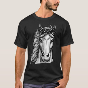 Beautiful Horse With Cute Polka Dot Bandana - Hand T-Shirt