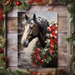 Beautiful Horse with Winter Wreath Christmas Holiday Card<br><div class="desc">Celebrate the magic of the season with our stunning Christmas Holiday Card featuring a majestic horse adorned with a wintry wreath. Perfect for sharing your warmest wishes and spreading holiday cheer. Inside Greeting - "Wishing you a beautiful holiday season filled with endless blessings, happiness and enchanting holiday moments. Merry Christmas...</div>