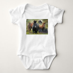 Beautiful Horses and Rustic Barn Baby Bodysuit