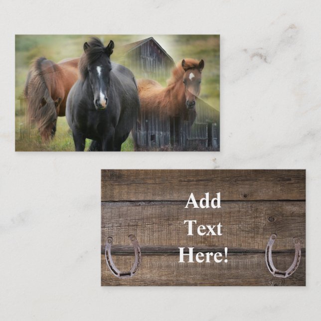 Beautiful Horses and Rustic Barn Business Card (Front/Back)