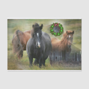 Beautiful Horses and Rustic Barn Christmas Tissue Paper